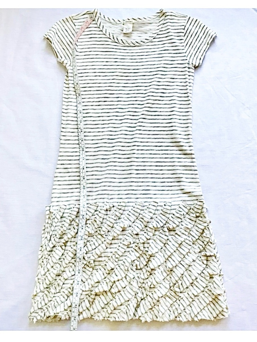 J.Crew Crewcuts Girls 14 Striped Ruffle Drop Waist Cotton Knit Dress 36605 2011